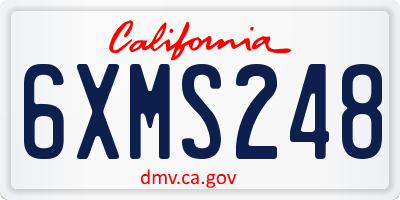CA license plate 6XMS248