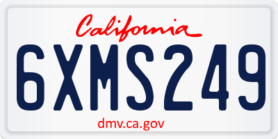 CA license plate 6XMS249