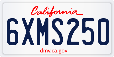 CA license plate 6XMS250