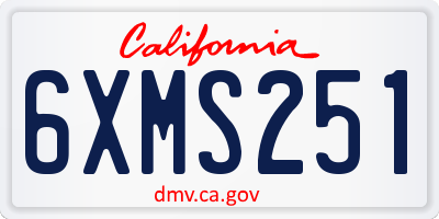 CA license plate 6XMS251