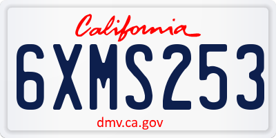 CA license plate 6XMS253