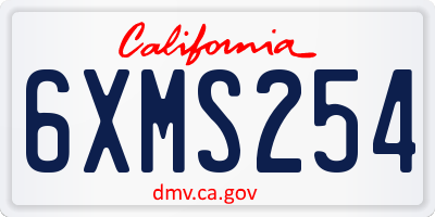 CA license plate 6XMS254