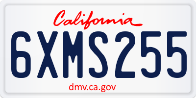 CA license plate 6XMS255
