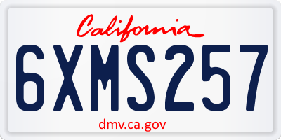 CA license plate 6XMS257