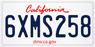 CA license plate 6XMS258