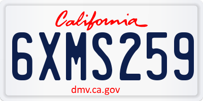 CA license plate 6XMS259
