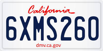CA license plate 6XMS260