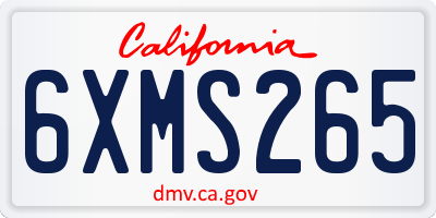 CA license plate 6XMS265