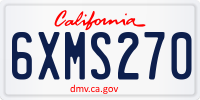CA license plate 6XMS270