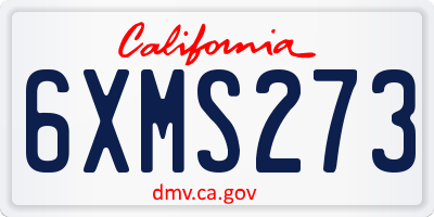 CA license plate 6XMS273