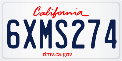 CA license plate 6XMS274