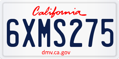 CA license plate 6XMS275