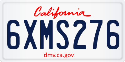 CA license plate 6XMS276