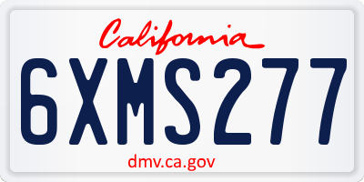 CA license plate 6XMS277