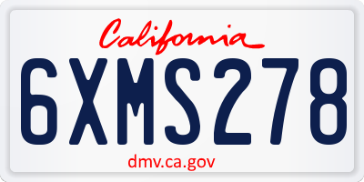 CA license plate 6XMS278