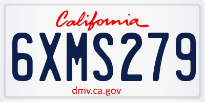 CA license plate 6XMS279