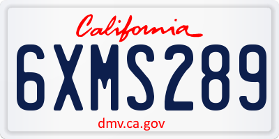 CA license plate 6XMS289