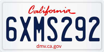 CA license plate 6XMS292