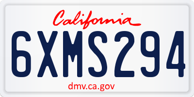 CA license plate 6XMS294