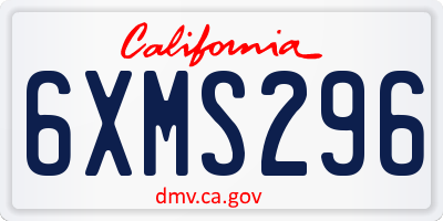 CA license plate 6XMS296