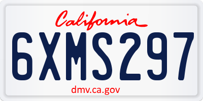 CA license plate 6XMS297