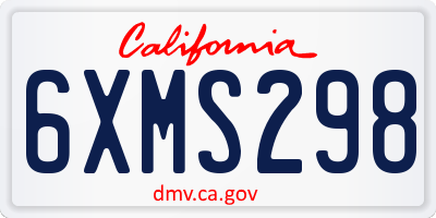 CA license plate 6XMS298