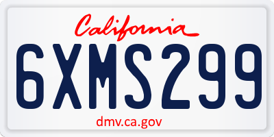 CA license plate 6XMS299