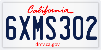 CA license plate 6XMS302