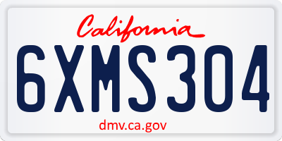 CA license plate 6XMS304