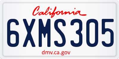 CA license plate 6XMS305