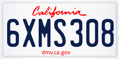 CA license plate 6XMS308