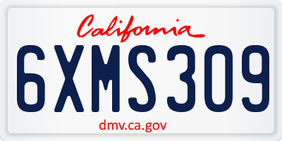 CA license plate 6XMS309