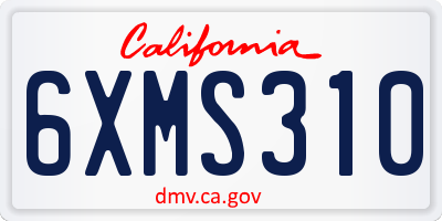 CA license plate 6XMS310