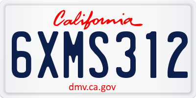 CA license plate 6XMS312