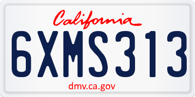 CA license plate 6XMS313