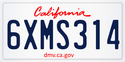 CA license plate 6XMS314
