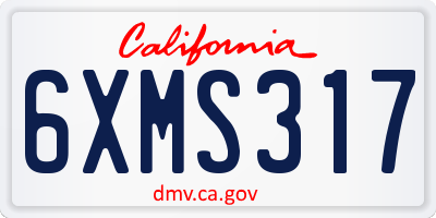 CA license plate 6XMS317