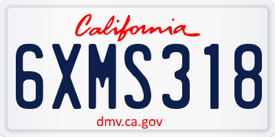 CA license plate 6XMS318