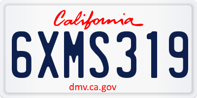 CA license plate 6XMS319