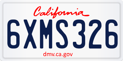 CA license plate 6XMS326