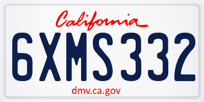 CA license plate 6XMS332