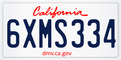 CA license plate 6XMS334