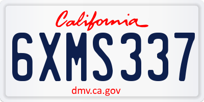 CA license plate 6XMS337