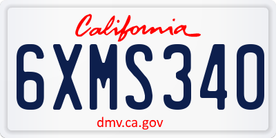 CA license plate 6XMS340