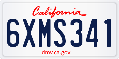 CA license plate 6XMS341