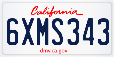 CA license plate 6XMS343