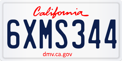 CA license plate 6XMS344