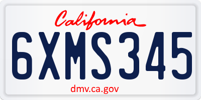 CA license plate 6XMS345