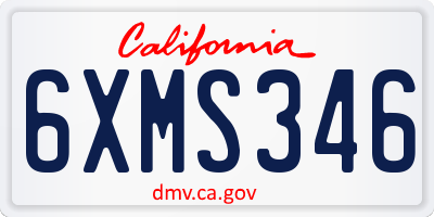CA license plate 6XMS346