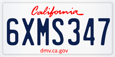CA license plate 6XMS347